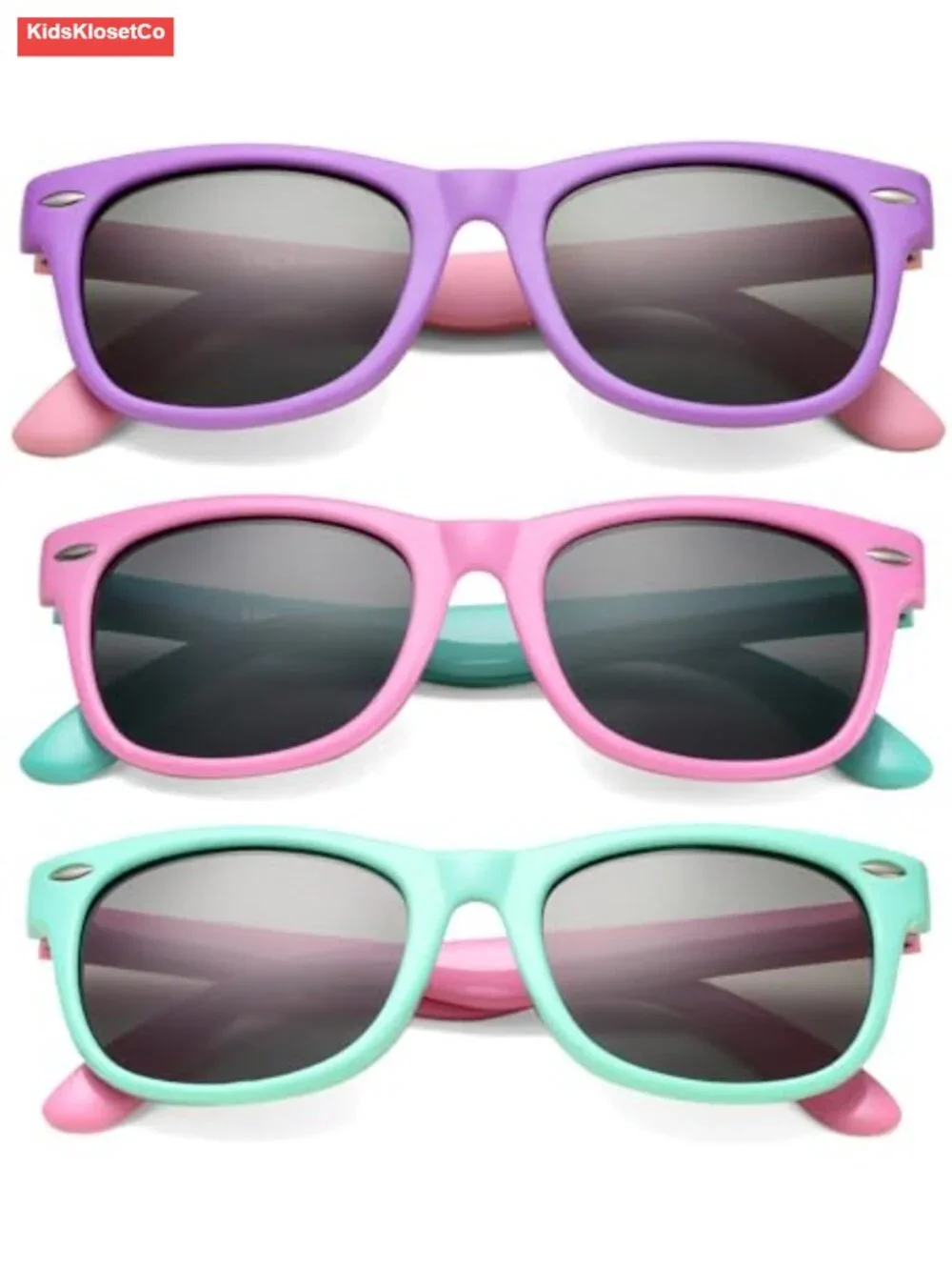 Kids Polarized Sunglasses UV400 Protection TPEE Flexible Frame 3 Pack